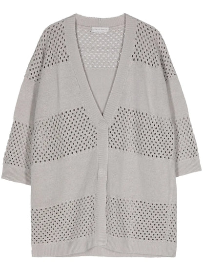 Open-Knit Linen-Blend Cardigan