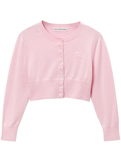 Logo-Embossed Cropped Cardigan