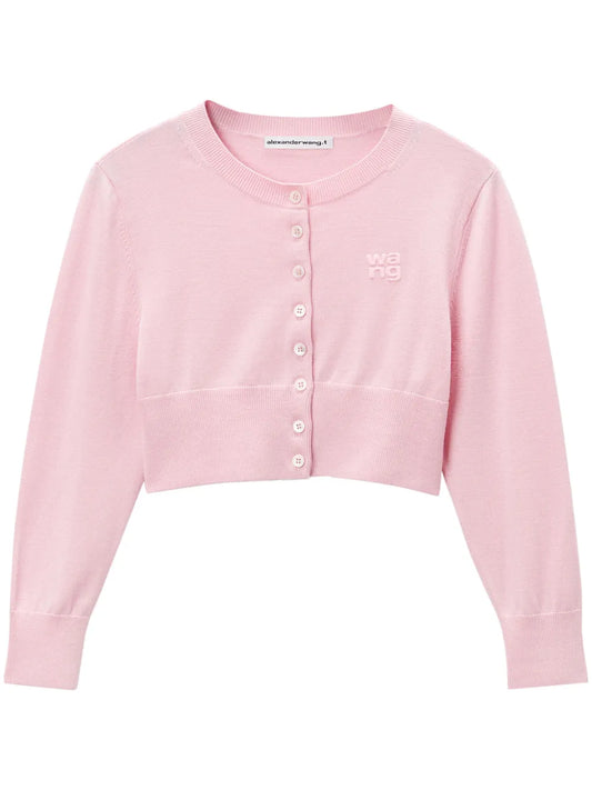 Logo-Embossed Cropped Cardigan