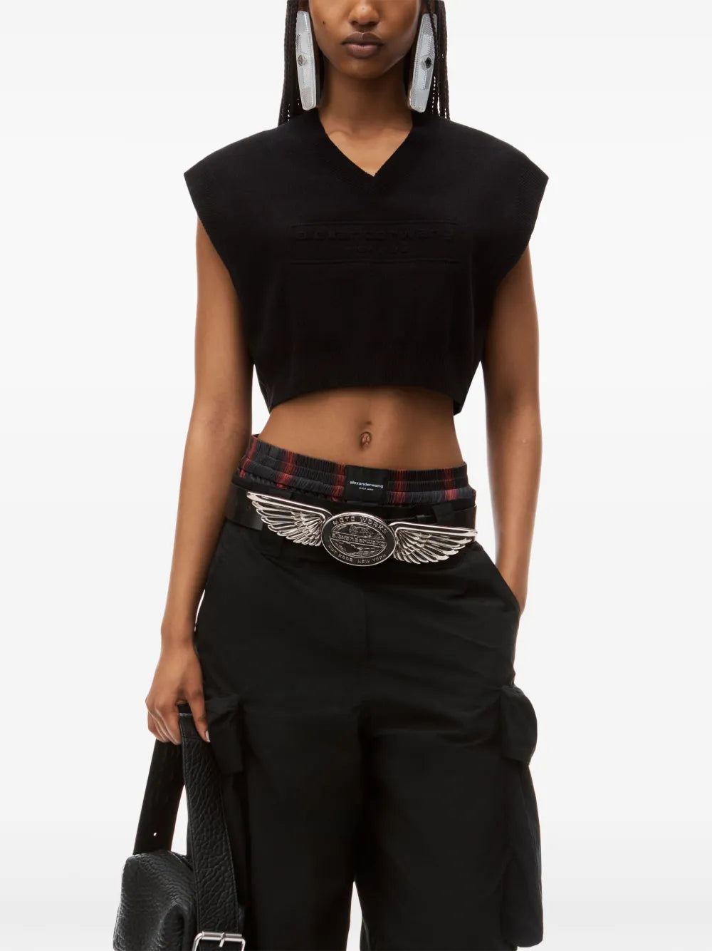 Logo-Embossed Cropped Knitted Top