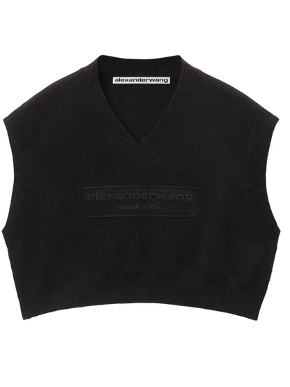 Logo-Embossed Cropped Knitted Top