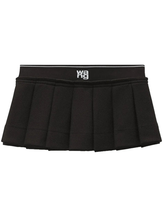 Logo-Waistband Pleated Mini Skirt