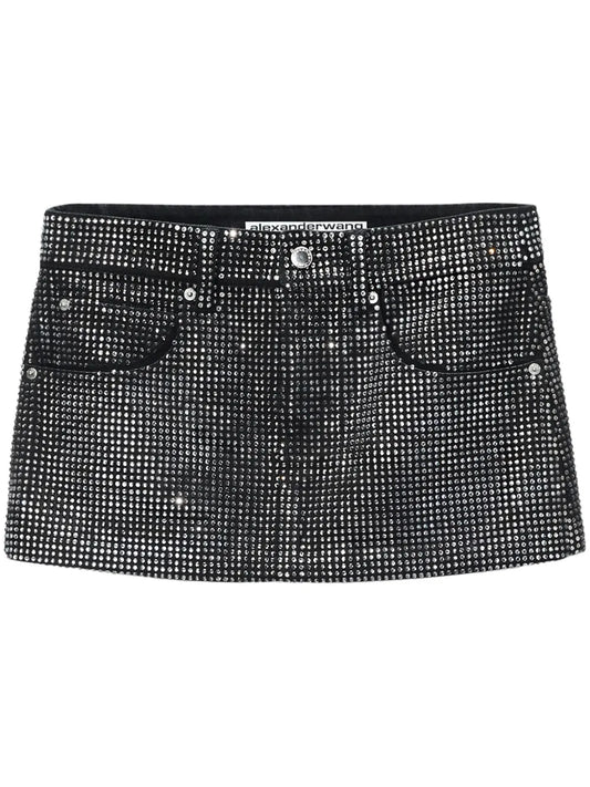 Crystal-Embellished Mini Skirt