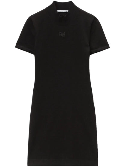 Logo-Embossed Mock-Neck Dress