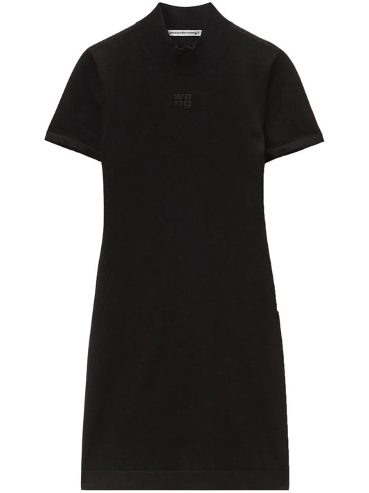 Logo-Embossed Mock-Neck Dress