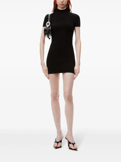 Logo-Embossed Mock-Neck Dress