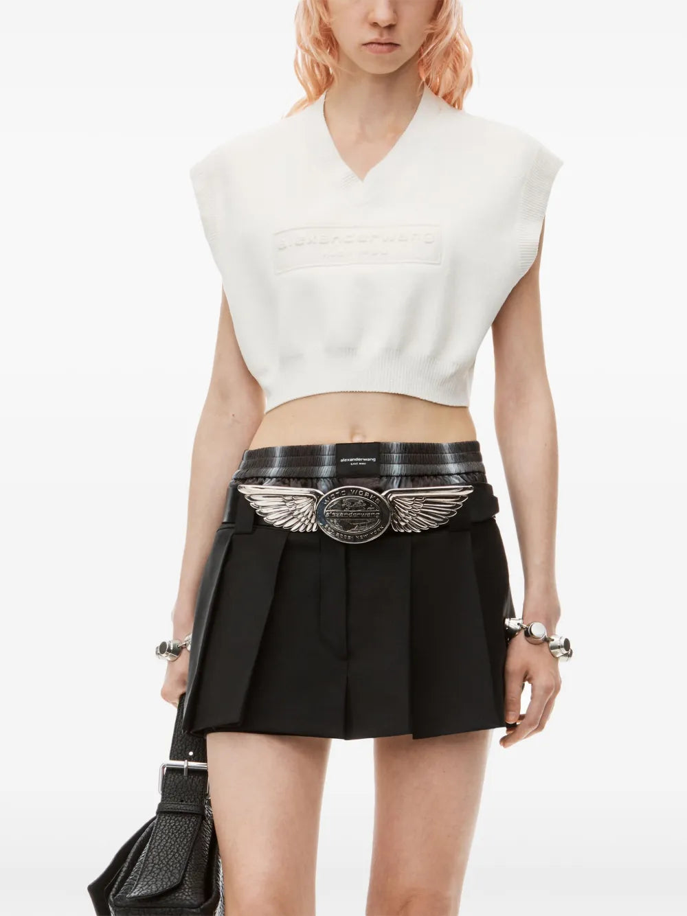 Logo-Embossed Cropped Knitted Top