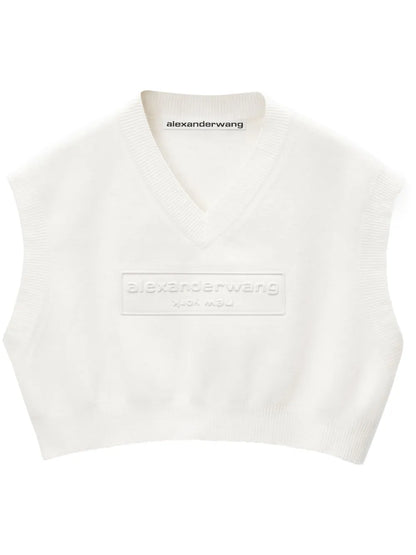 Logo-Embossed Cropped Knitted Top