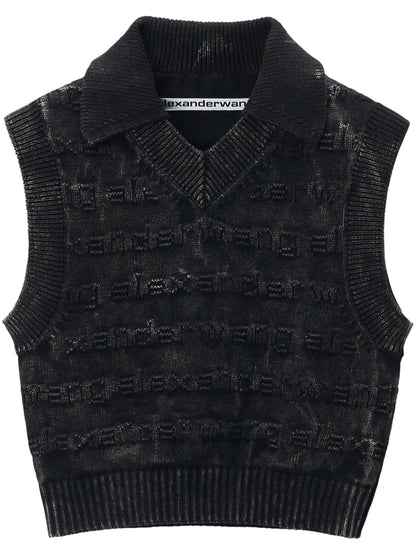 Logo-Intarsia Knitted Vest