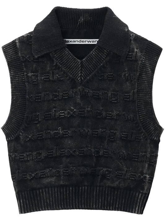 Logo-Intarsia Knitted Vest