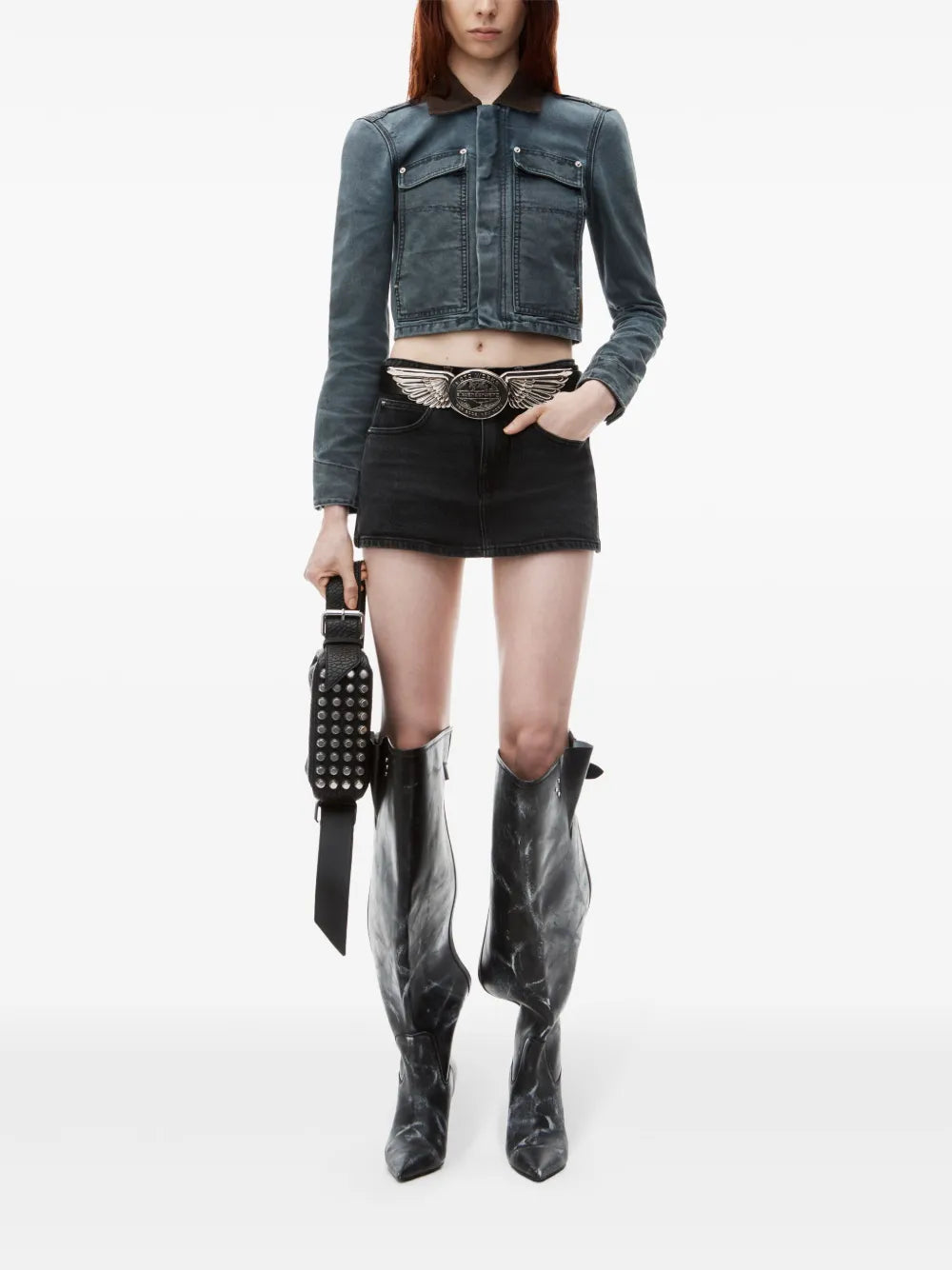 Mid-Rise Denim Skort