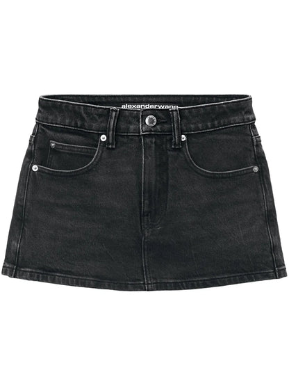 Mid-Rise Denim Skort