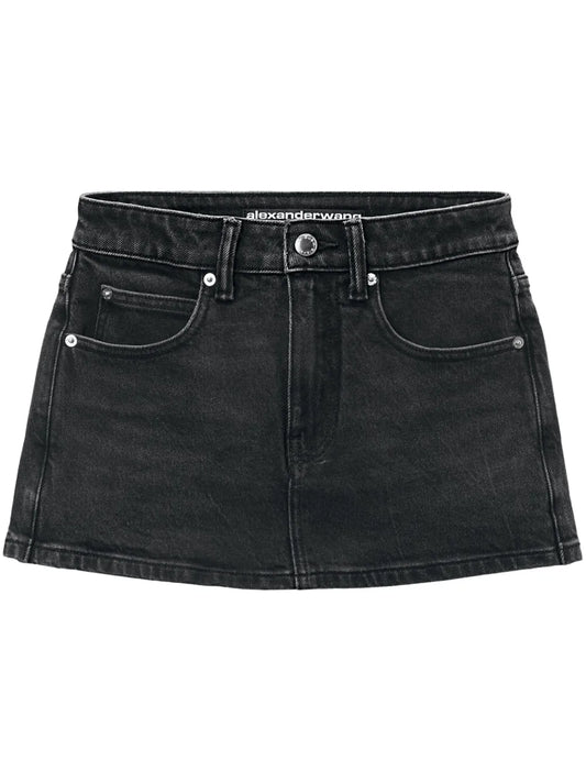 Mid-Rise Denim Skort