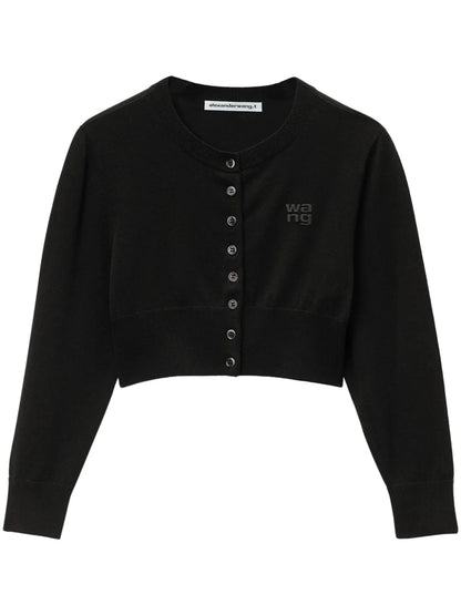 Logo-Embossed Cropped Cardigan