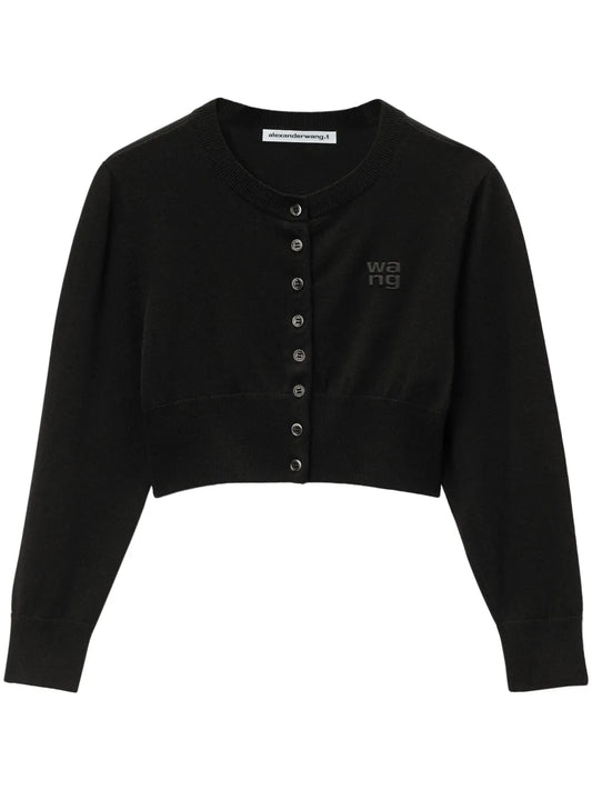 Logo-Embossed Cropped Cardigan