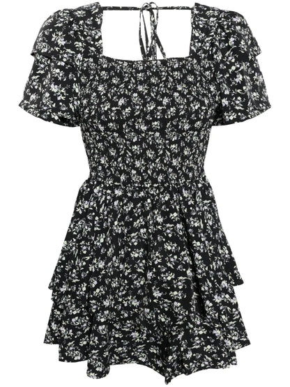 Floral-Print Ruffled Minidress