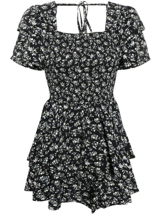 Floral-Print Ruffled Minidress