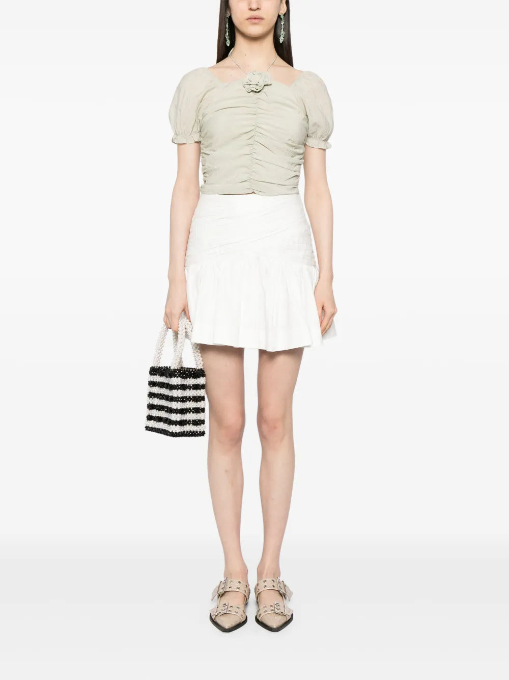 Floral-Appliqué Halterneck Top