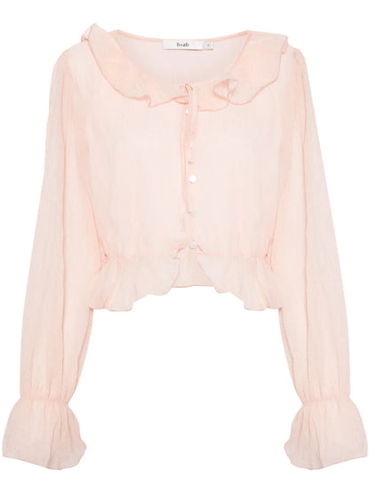 Semi-Sheer Crop Blouse