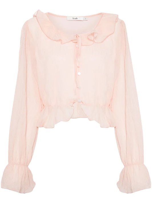 Semi-Sheer Crop Blouse