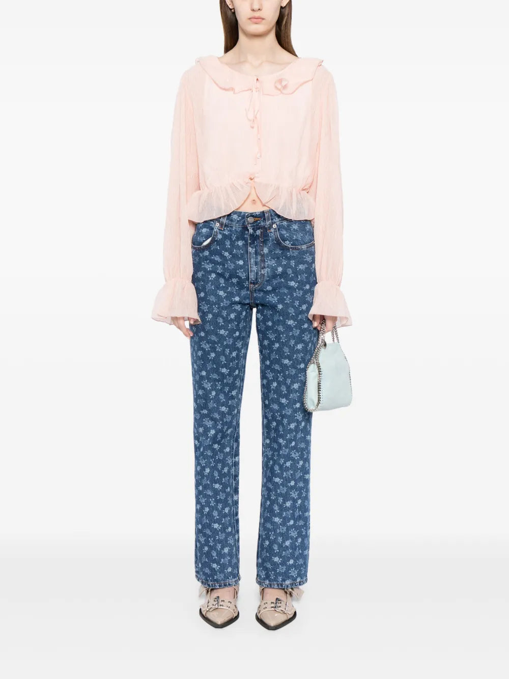 Semi-Sheer Crop Blouse