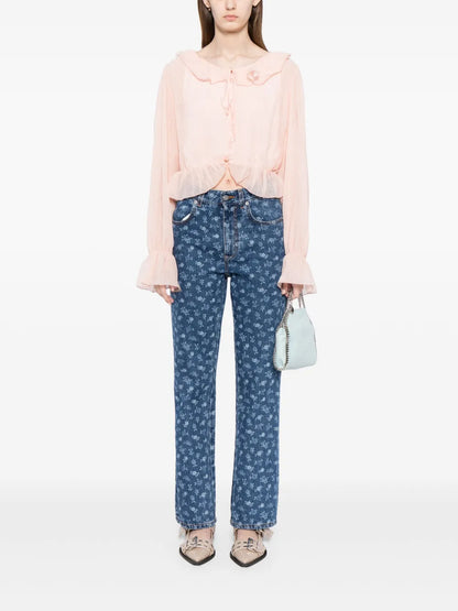 Semi-Sheer Crop Blouse