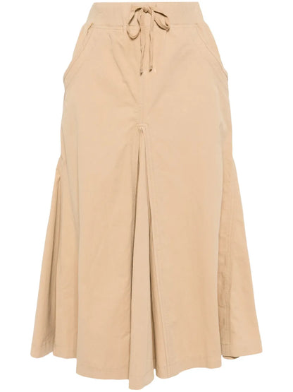 Pleated High-Waisted Cotton Skirt