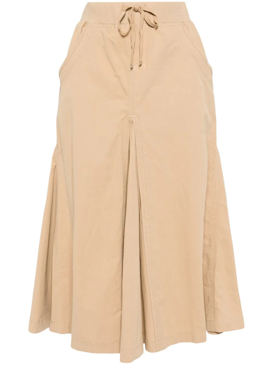 Pleated High-Waisted Cotton Skirt