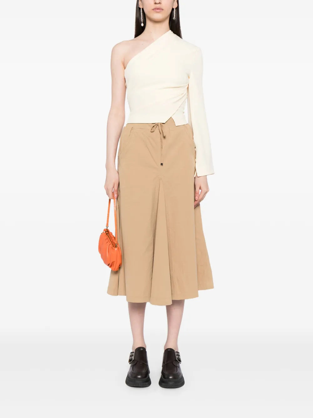 Pleated High-Waisted Cotton Skirt