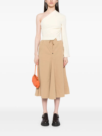 Pleated High-Waisted Cotton Skirt