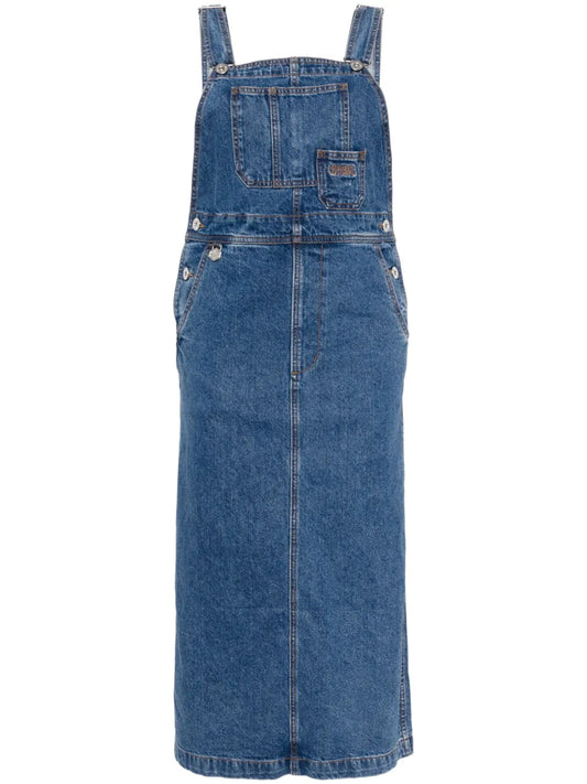 Logo-Embroidered Cotton Dungaree Dress