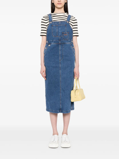 Logo-Embroidered Cotton Dungaree Dress