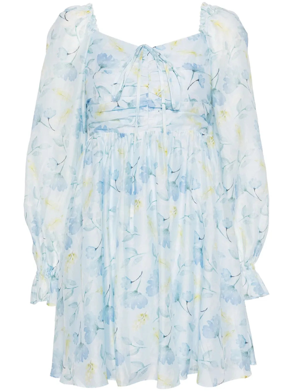 Floral-Print Pleat-Detail Minidress