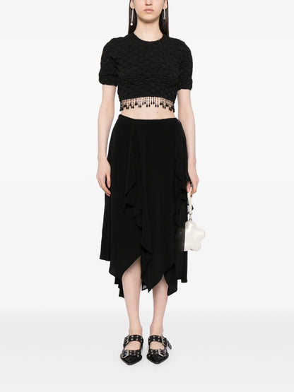 Tiered Asymmetric Midi Skirt