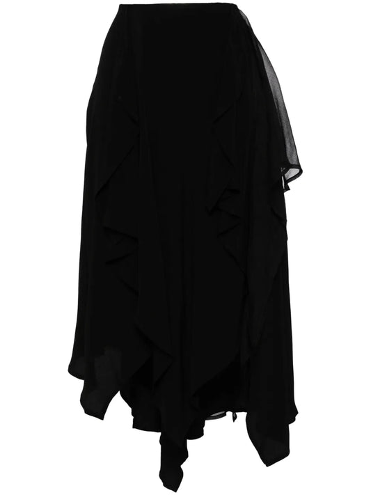 Tiered Asymmetric Midi Skirt