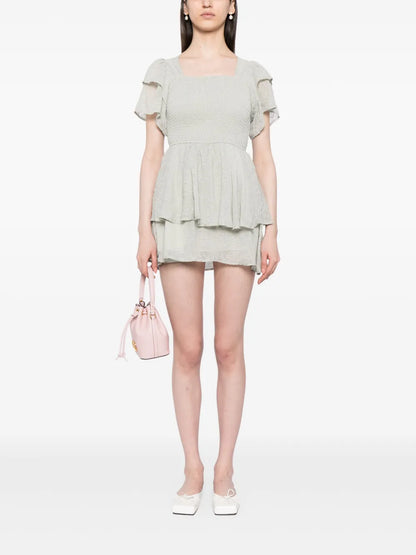 Square-Neck Ruffled Dress