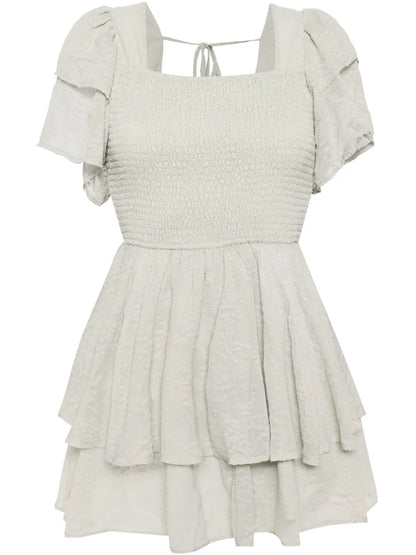 Square-Neck Ruffled Dress