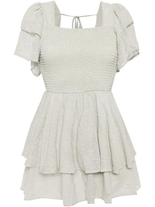 Square-Neck Ruffled Dress