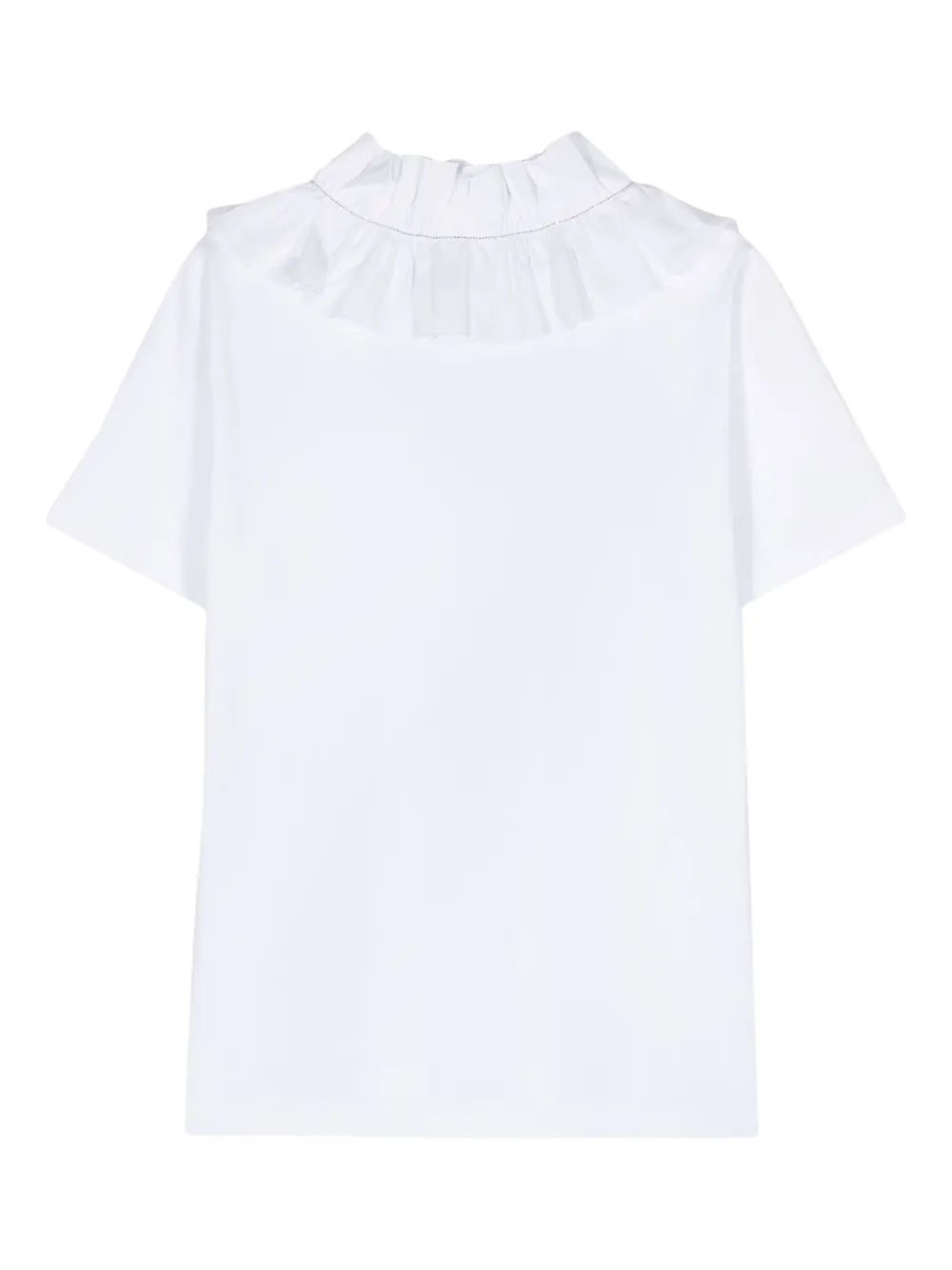 Ruffled-Collar Jersey T-Shirt