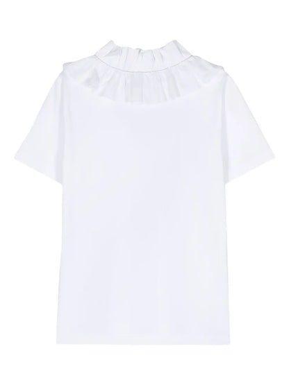 Ruffled-Collar Jersey T-Shirt