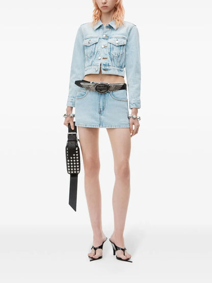 Mid-Rise Denim Skort