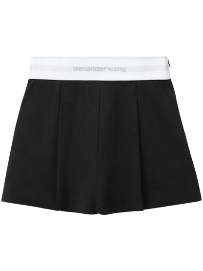 Logo-Waistband Pleated Shorts