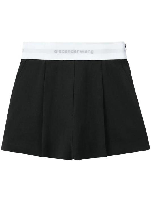 Logo-Waistband Pleated Shorts