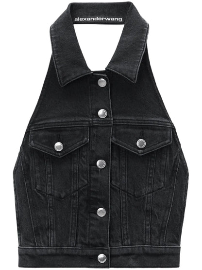 Halterneck Denim Top