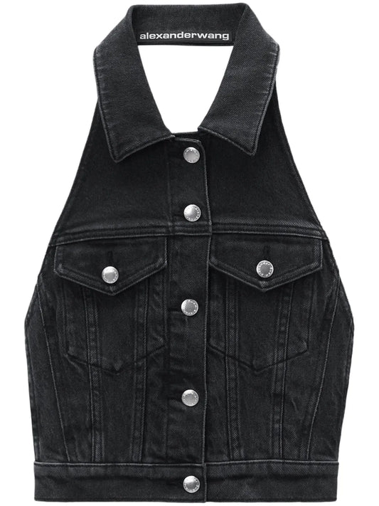 Halterneck Denim Top