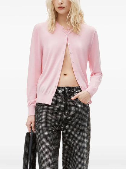Logo-Embossed Merino-Wool Cardigan