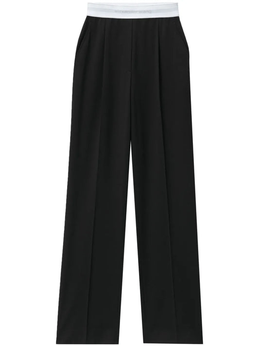 Pleat-Detail Logo-Waistband Trousers
