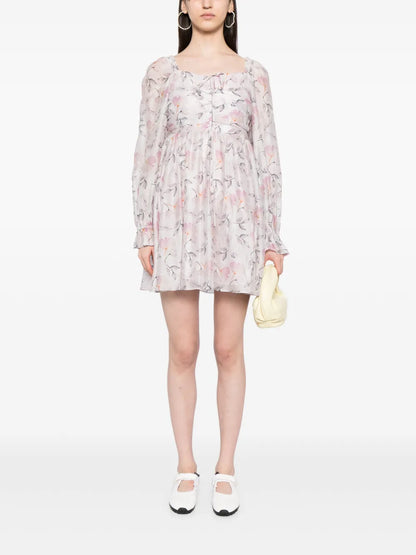Floral-Print Pleat-Detail Midi Dress