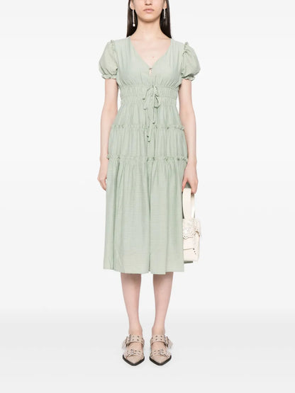 Tiered Ripstop Midi Dress