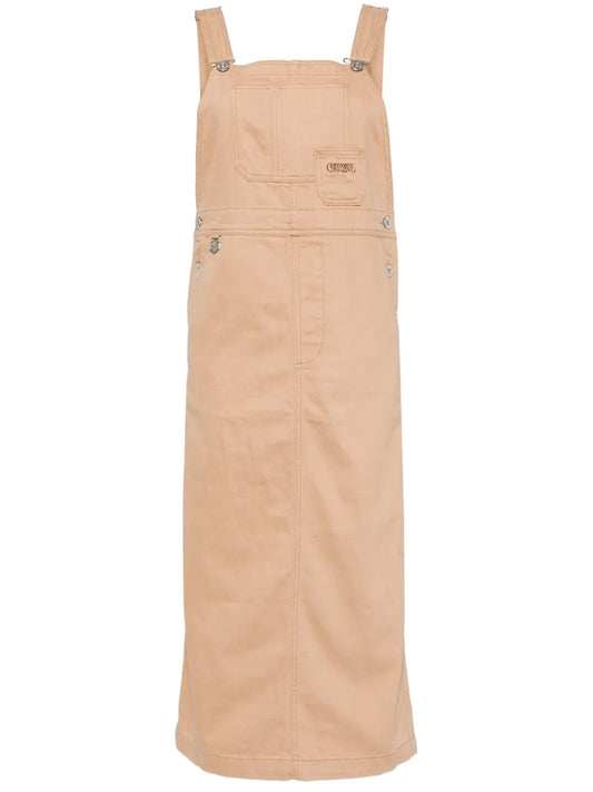 Logo-Embroidered Cotton Dungaree Dress